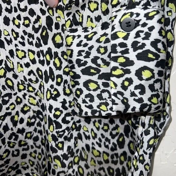 Zara Cheetah Animal Print Silky Long Sleeve V-Neck Blouse Womens XS - Picture 7 of 7